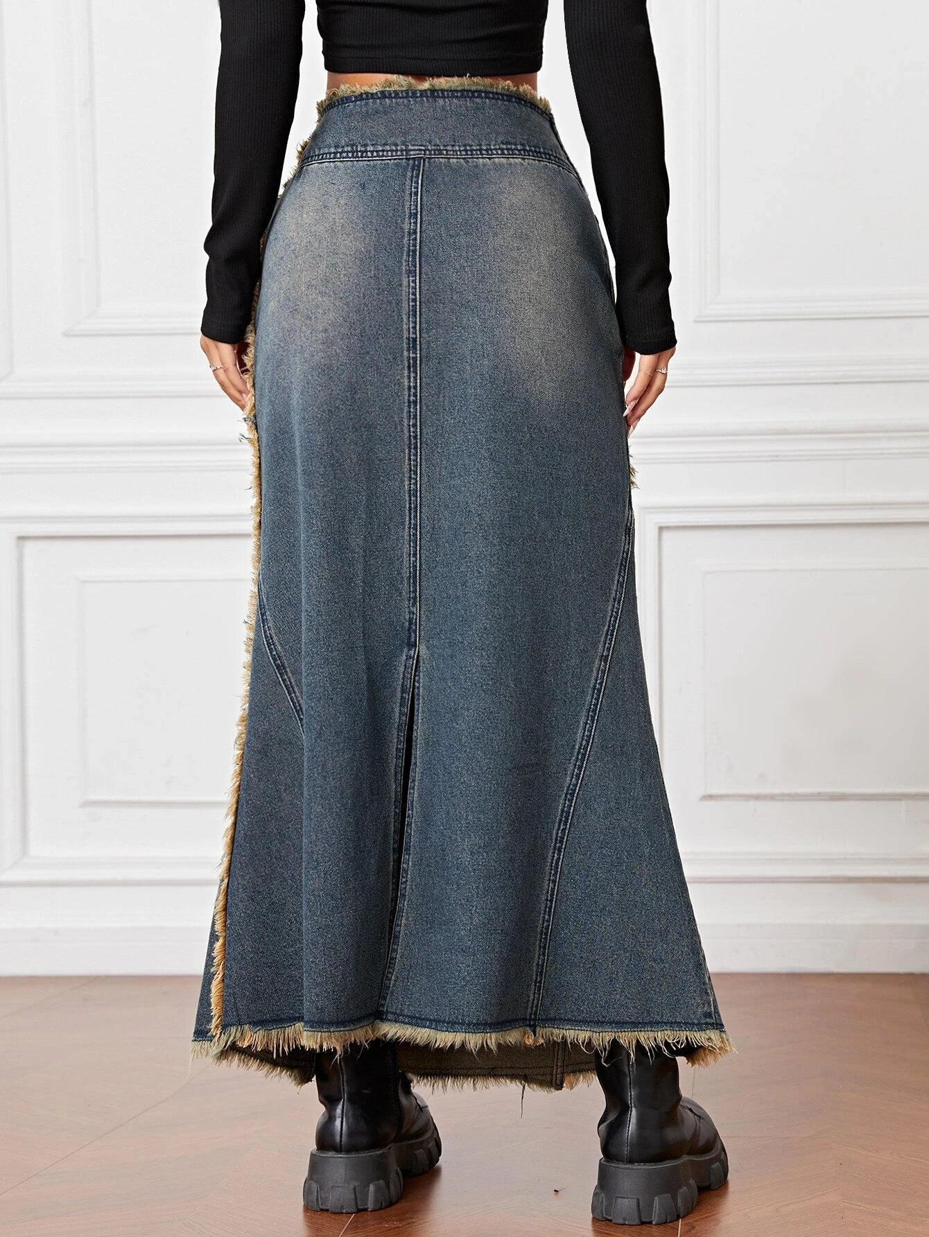 Mermaid Denim Effect Skirt - ロングスカート