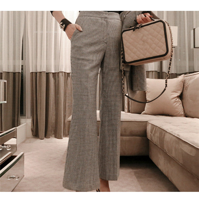 CM-SF082130 Women Elegant Seoul Style Tailored Collar Mini Plaids Slim Leisure Suits - Set