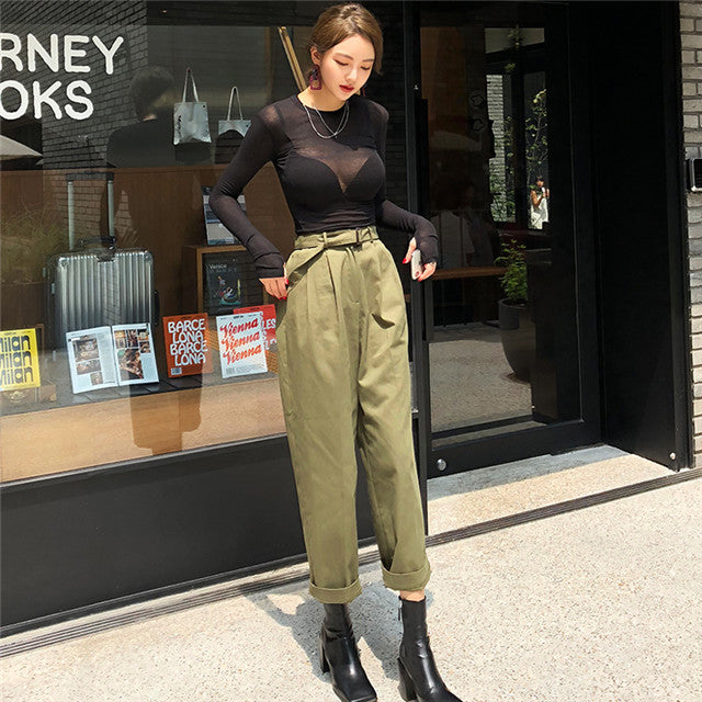 CM-SF082311 Women Casual Seoul Style Knitting Top With High Waist Long Pants - Set