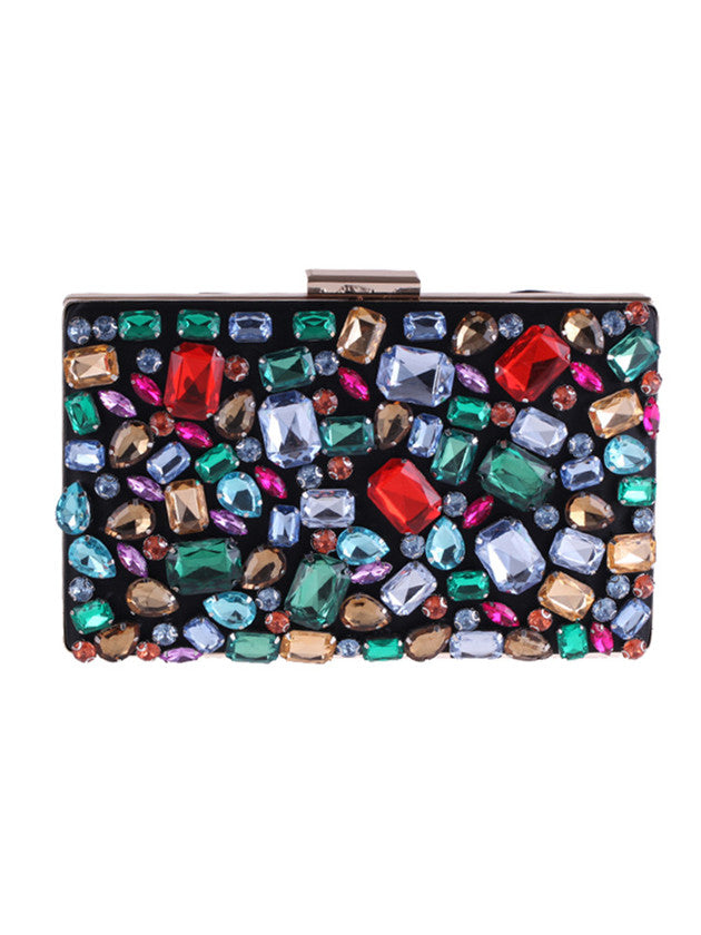 CM-BGF090115 Women Elegant Retro Style Colorful Rhinestones Clutch Bag