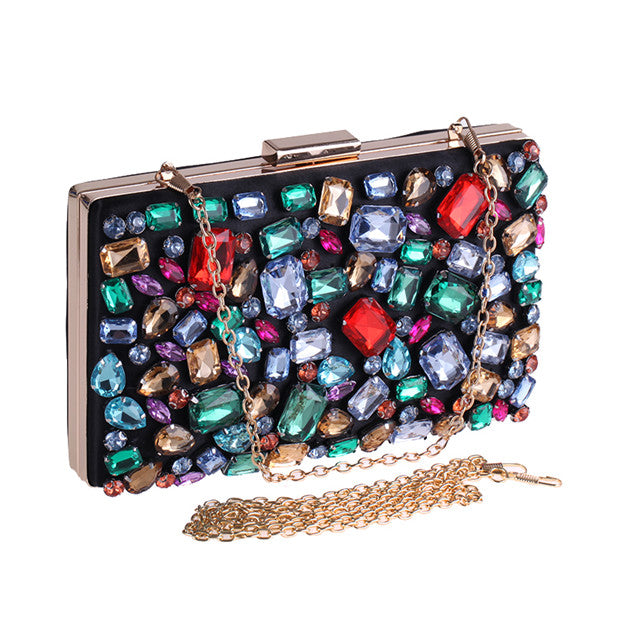 CM-BGF090115 Women Elegant Retro Style Colorful Rhinestones Clutch Bag