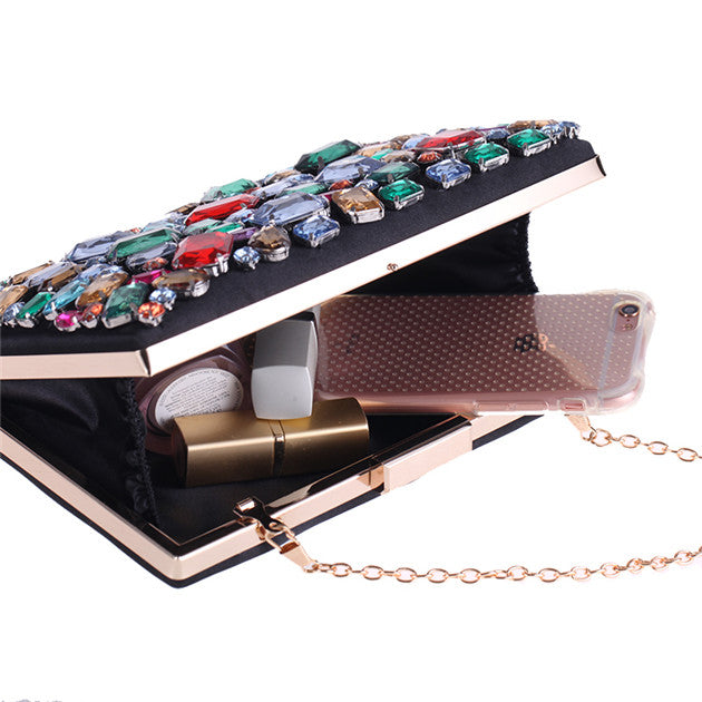 CM-BGF090115 Women Elegant Retro Style Colorful Rhinestones Clutch Bag