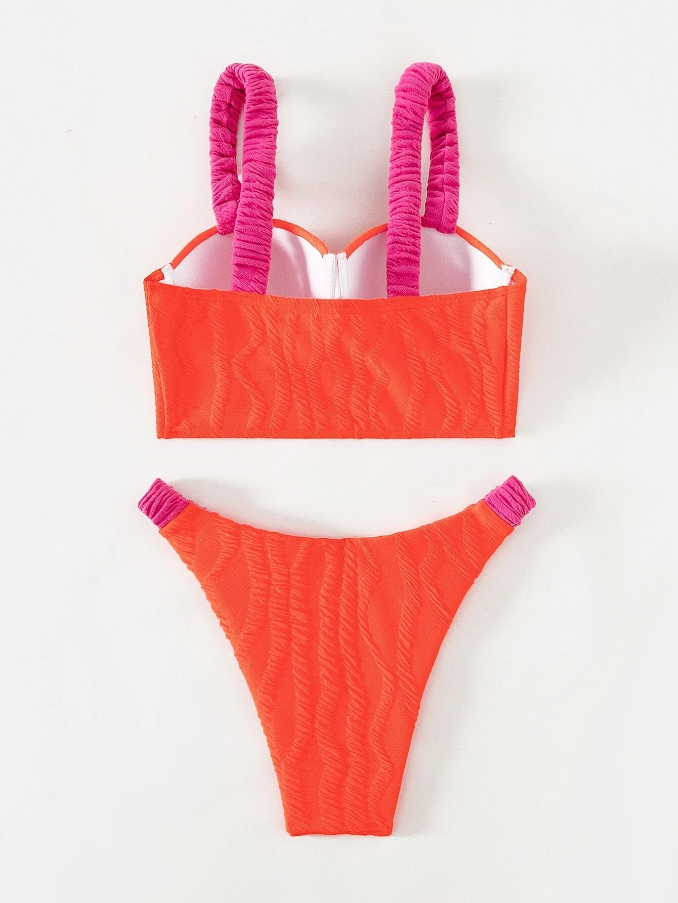 CM-SWS423442 Women Trendy Seoul Style Colorblock Push Up Bikini Swimsuit