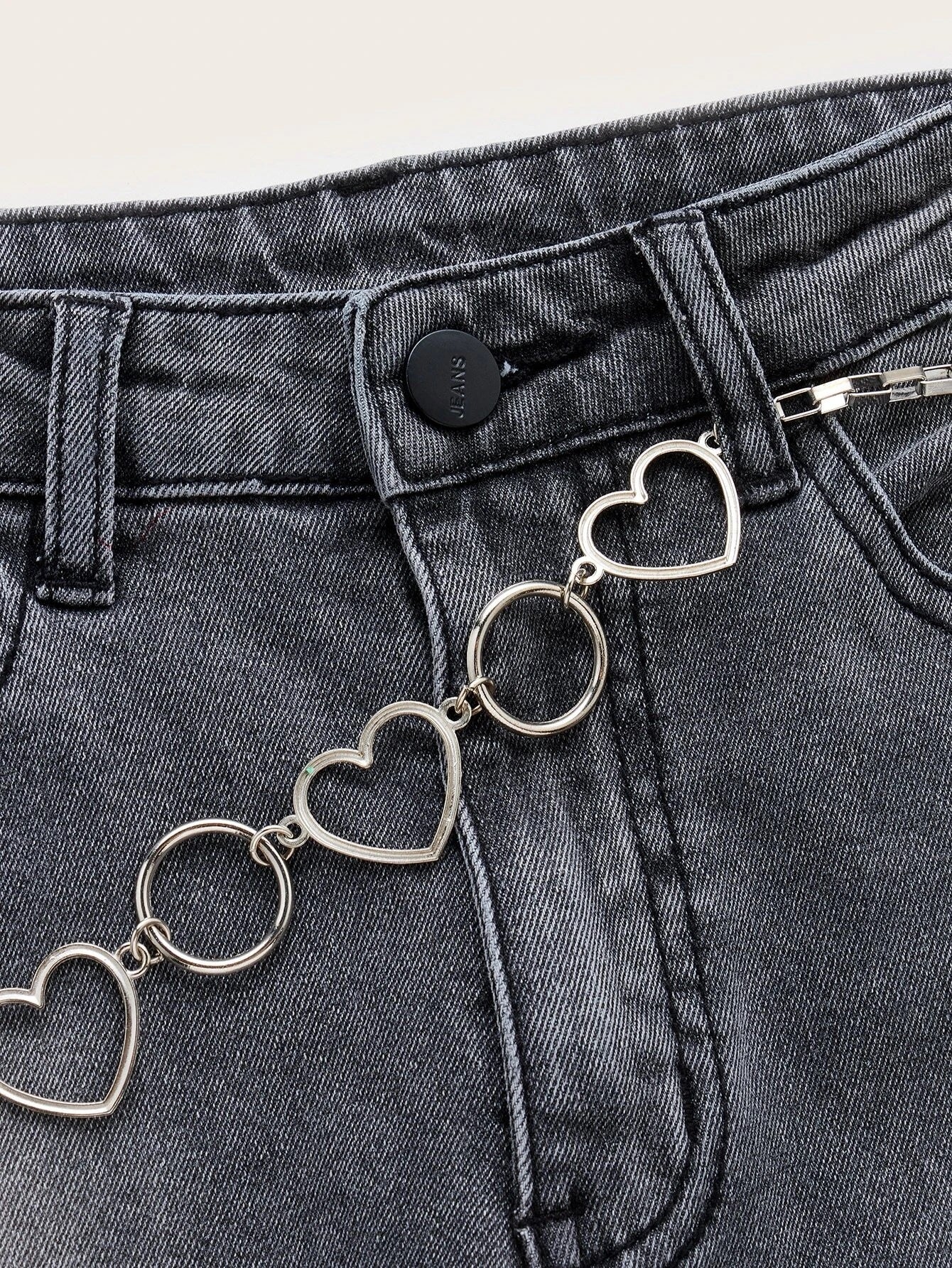 CM-BS299089 Women Preppy Seoul Style Drop Waist Washed Flare Leg Jeans - Dark Gray
