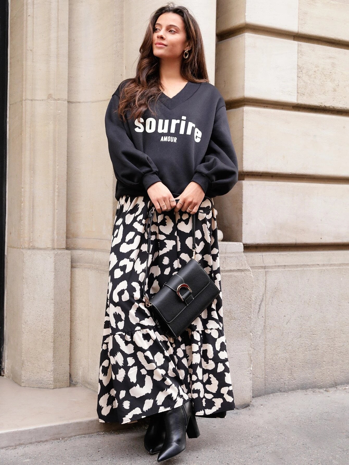 CM-BS081182 Women Casual Seoul Style High Waist Leopard Print Flare A-Line Skirt