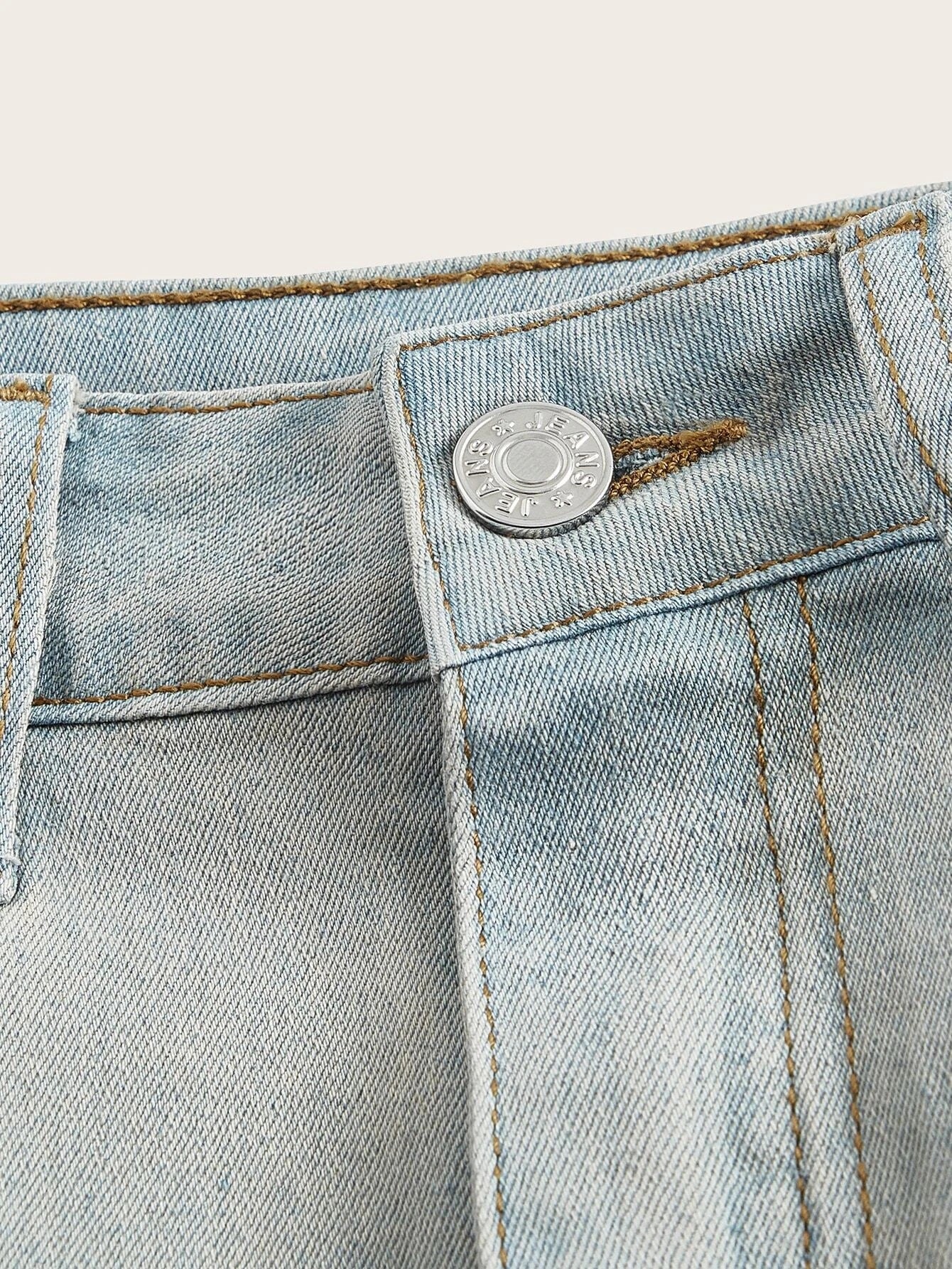 CM-BS142328 Women Preppy Seoul Style High Waist Flap Pocket Side Flare Leg Jeans