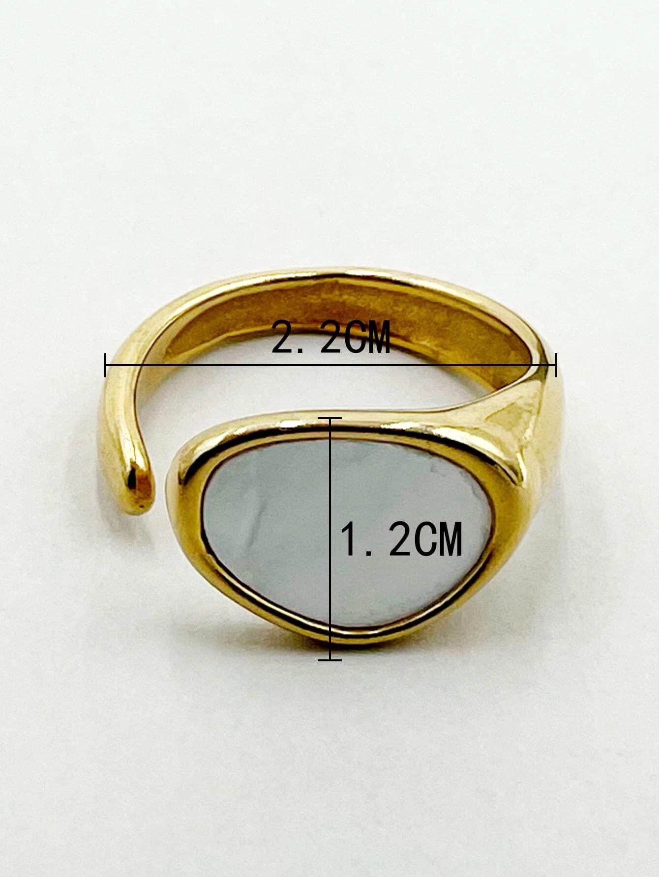 CM-AXS565590 Women Trendy Seoul Style Geometric Decor Ring - Yellow Gold