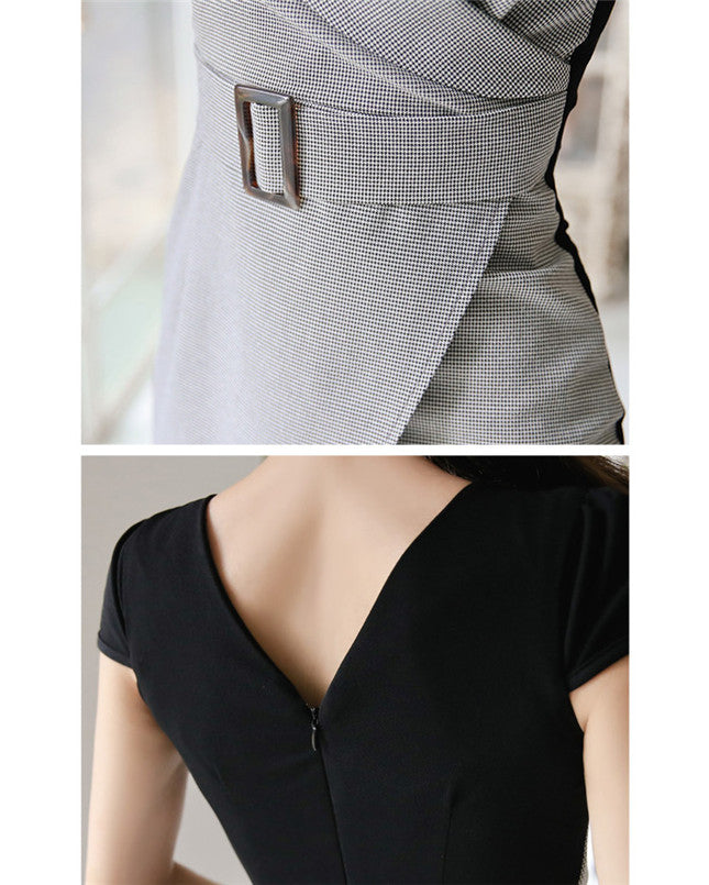 CM-DF032919 Women Elegant Seoul Style Tailored Collar Fitted Waist Tank Dress - Black