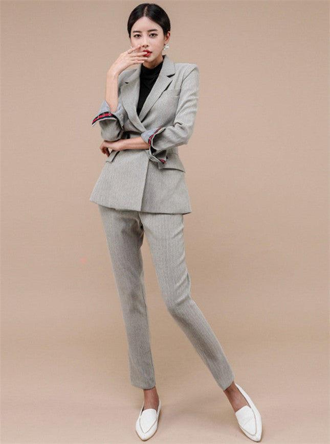 CM-SF103018 Women Elegant European Style Tailored Collar Slim Leisure Suits - Set