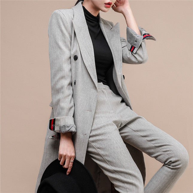CM-SF103018 Women Elegant European Style Tailored Collar Slim Leisure Suits - Set