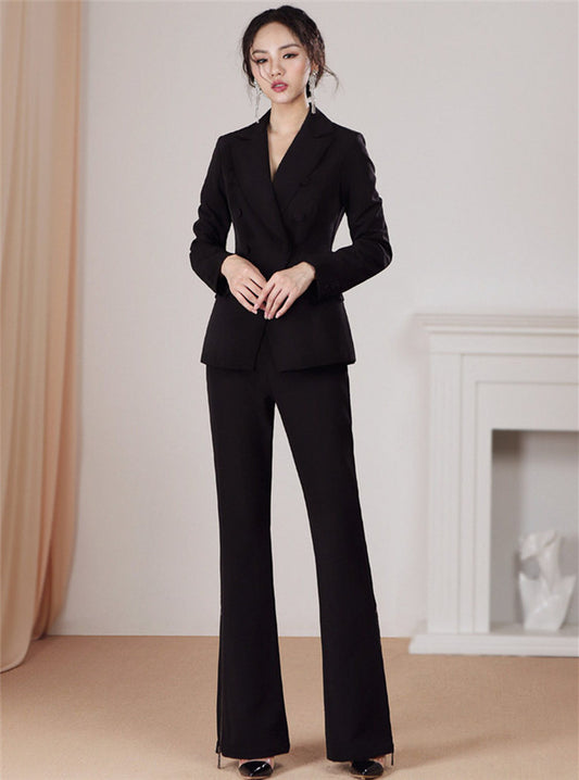 CM-SF111218 Women Elegant European Style Tailored Collar High Waist Slim Leisure Suits - Set