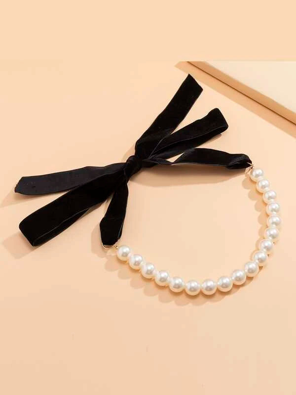 CM-AXS249448 Women Trendy Seoul Style Faux Pearl Decor Necklace