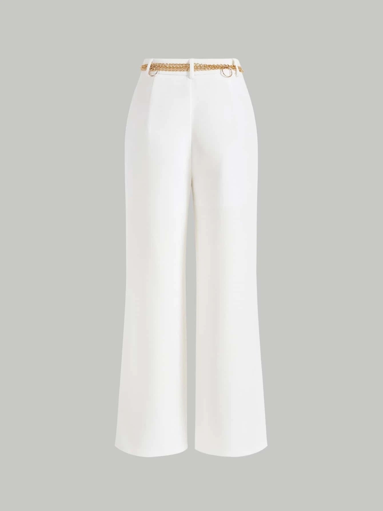 CM-BS288833 Women Elegant Seoul Style High Waist Solid Wide Leg Belted Pants