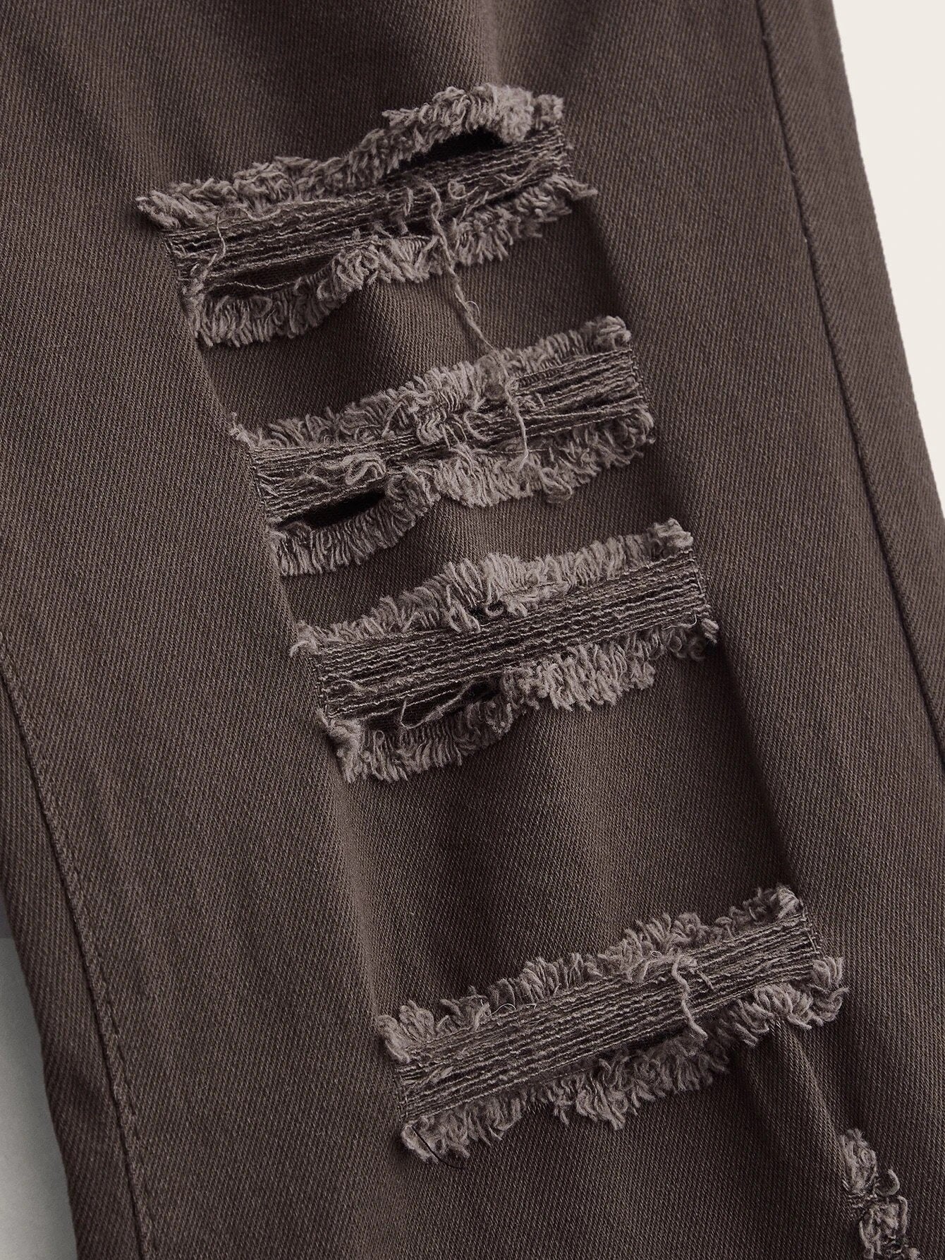 CM-BS258088 Women Preppy Seoul Style High Waist Ripped Raw Hem Flare Leg Jeans - Chocolate Brown