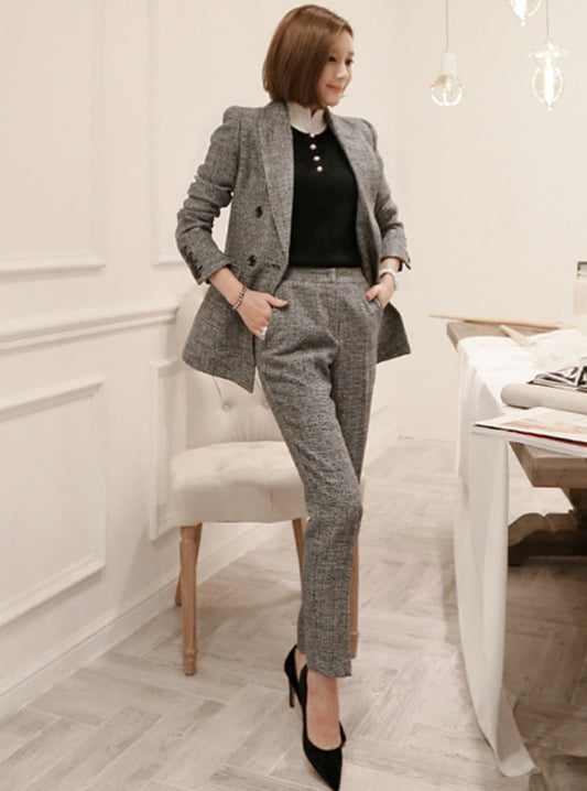 CM-SF082011 Women Elegant Seoul Style Tailored Collar Slim Leisure Long Suits - Set