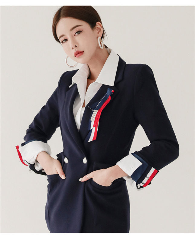 CM-SF082118 Women Elegant Seoul Style Tailored Collar Slim Leisure Suits - Set