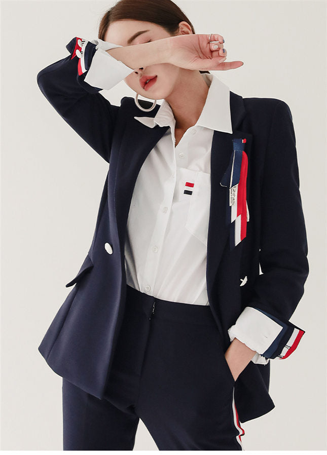 CM-SF082118 Women Elegant Seoul Style Tailored Collar Slim Leisure Suits - Set