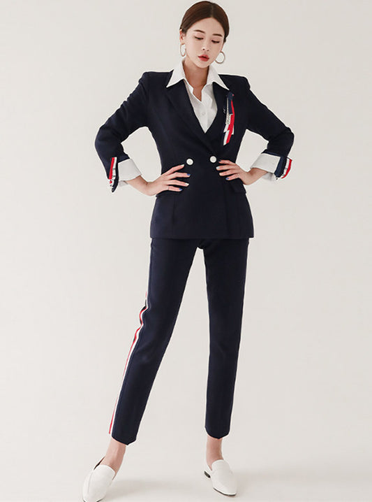 CM-SF082118 Women Elegant Seoul Style Tailored Collar Slim Leisure Suits - Set