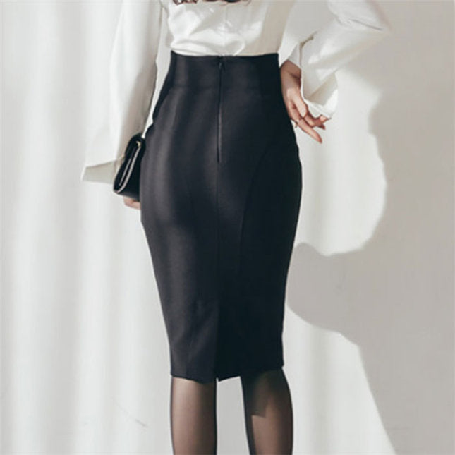 CM-SF091816 Women Elegant Seoul Style Shirt Collar With High Waist Slim Skirt - Set