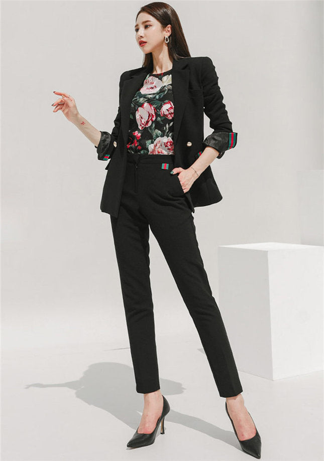 CM-SF100312 Women Elegant Seoul Style Tailored Collar Slim Leisure Suits - Set