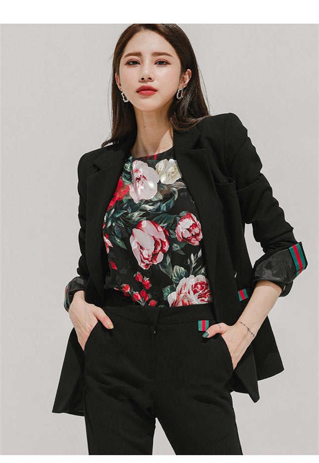 CM-SF100312 Women Elegant Seoul Style Tailored Collar Slim Leisure Suits - Set