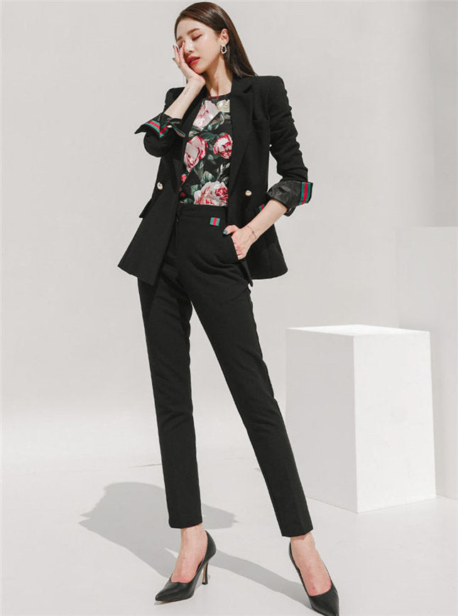 CM-SF100312 Women Elegant Seoul Style Tailored Collar Slim Leisure Suits - Set