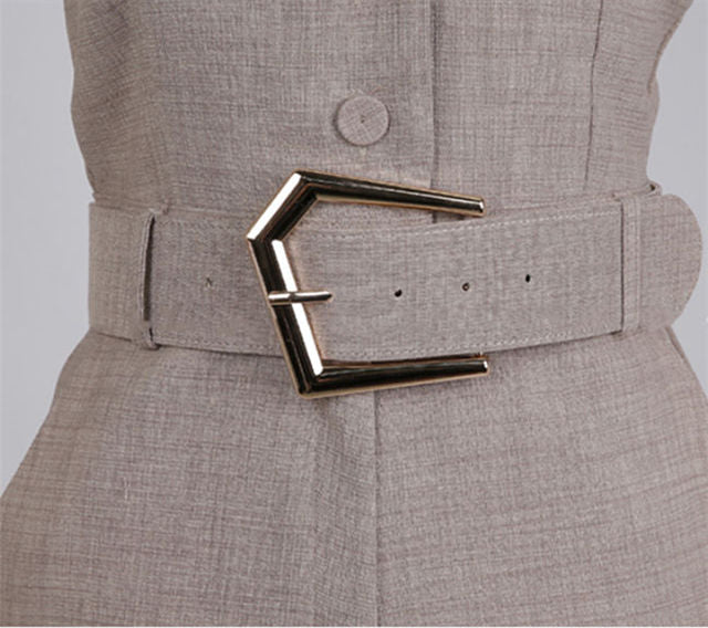CM-JF060617 Women Casual European Style Belt High Waist Strapless Long Jumpsuit