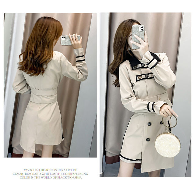 CM-SF081423 Women Casual Seoul Style Block Short Jacket With Double-Breasted Skirt - Set