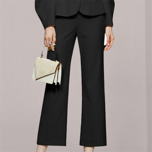 CM-SF082302 Women Elegant Seoul Style Tailored Collar Belt Waist Puff Sleeve Long Suits