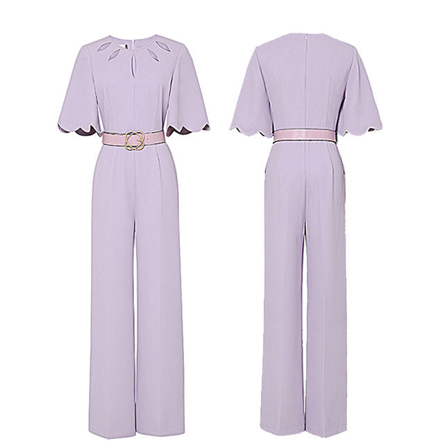 CM-JF041007 Women Elegant European Style Hollow Out High Waist Wide-Leg Jumpsuit (Available in 2 colors)