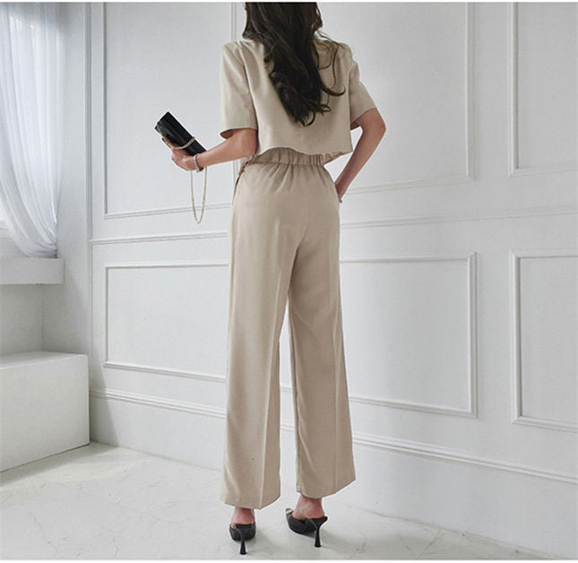 CM-SF051201 Women Casual Seoul Style Tailored Collar Wide-Leg Long Suits (Available in 2 colors)