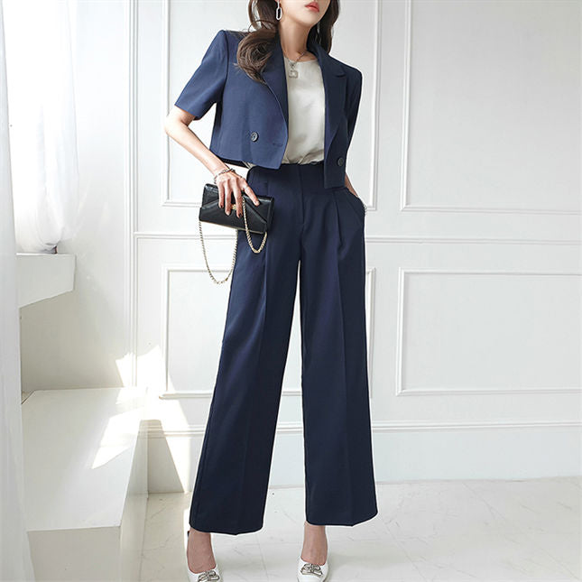 CM-SF051201 Women Casual Seoul Style Tailored Collar Wide-Leg Long Suits (Available in 2 colors)