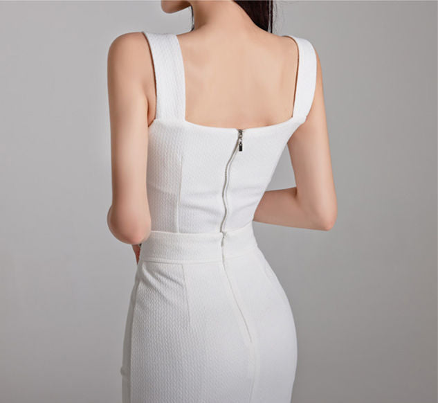 CM-SF032518 Women Elegant Seoul Style Straps Blouse With High Waist Skinny Skirt - Set