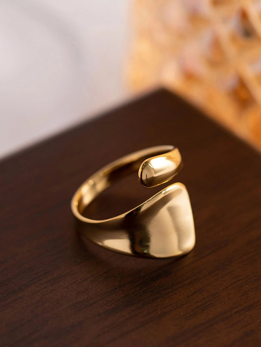 CM-AXS512418 Women Trendy Seoul Style Minimalist Cuff Ring - Gold