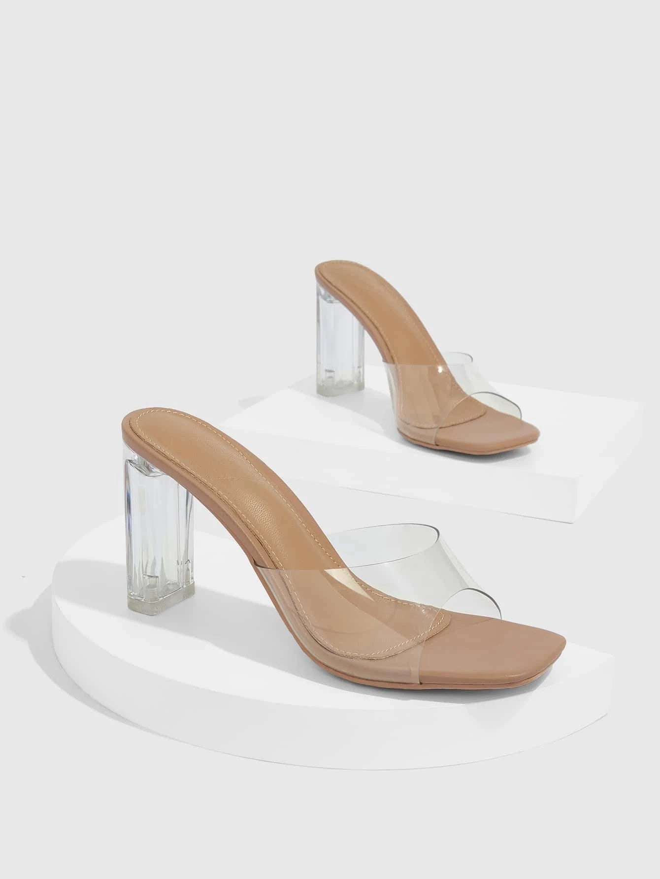 CM-SHS776878 Women Trendy Seoul Style Minimalist Clear Band Mule Sandals