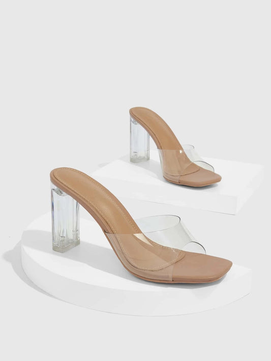 CM-SHS776878 Women Trendy Seoul Style Minimalist Clear Band Mule Sandals