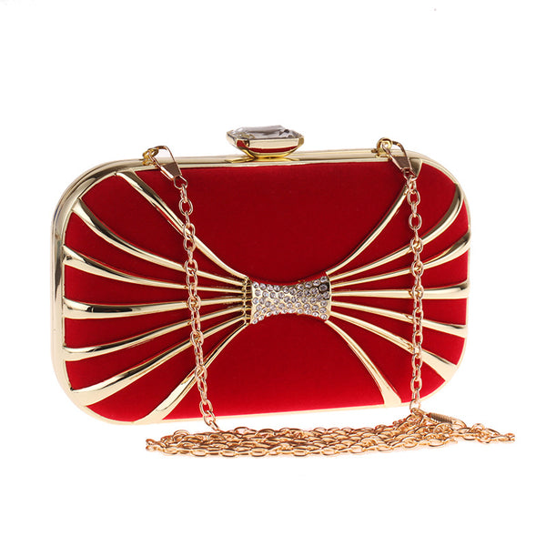 CM-BG122902 Women Elegant Seoul Style Diamond Hardness Clutch Bag - Red