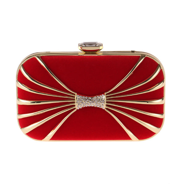 CM-BG122902 Women Elegant Seoul Style Diamond Hardness Clutch Bag - Red