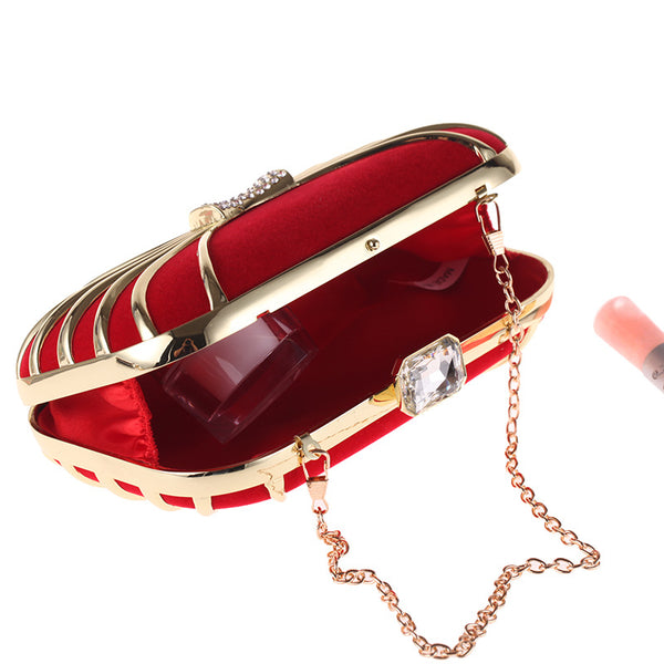 CM-BG122902 Women Elegant Seoul Style Diamond Hardness Clutch Bag - Red