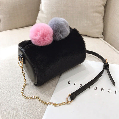 CM-BG120412 Women Casual Easy Matching Solid Fluffy Ball Shoulder Bag (Available in 3 colors)