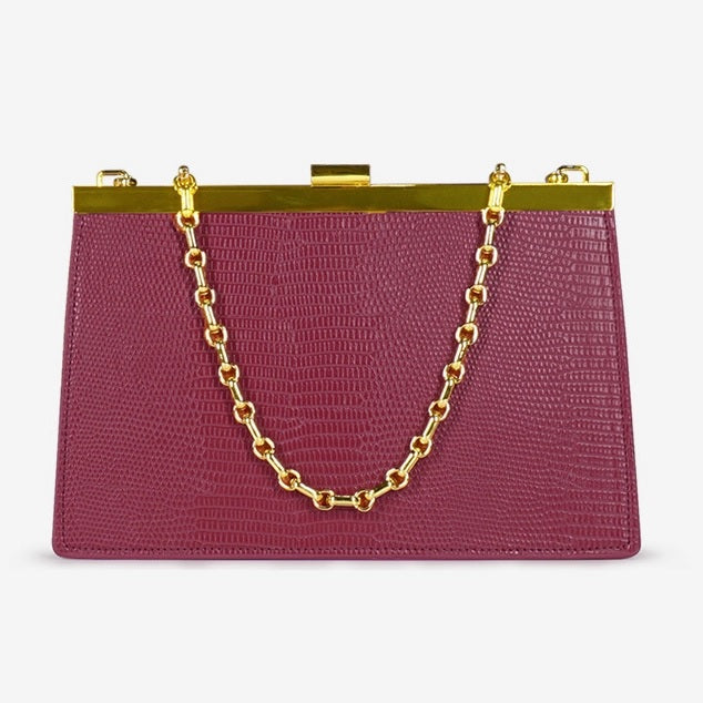 CM-BG122655 Women Elegant Seoul Style Chain Straps Shoulder Bag - Rose Red