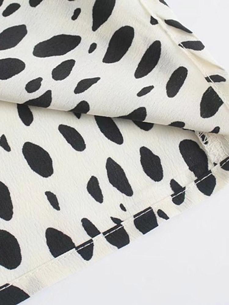 CM-D121417 Women Elegant European Style Scoop Neck Dots Long Sleeve Midi Dress