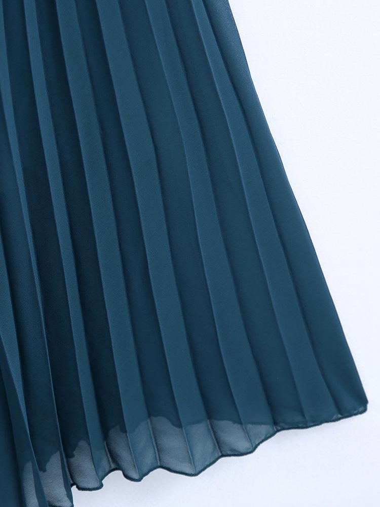 CM-D122345 Women Casual European Style Loose Pleated Long Sleeve Maxi Dress