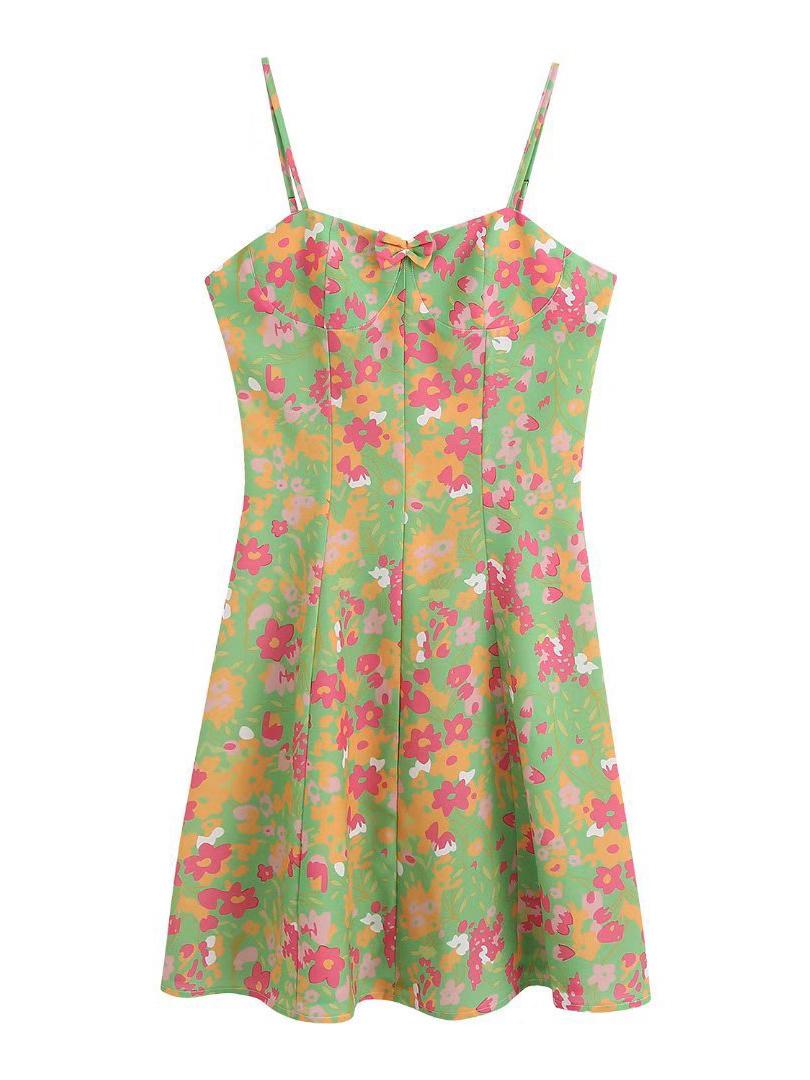 CM-D122450 Women Casual European Style Backless Sleeveless Short Dress - Green