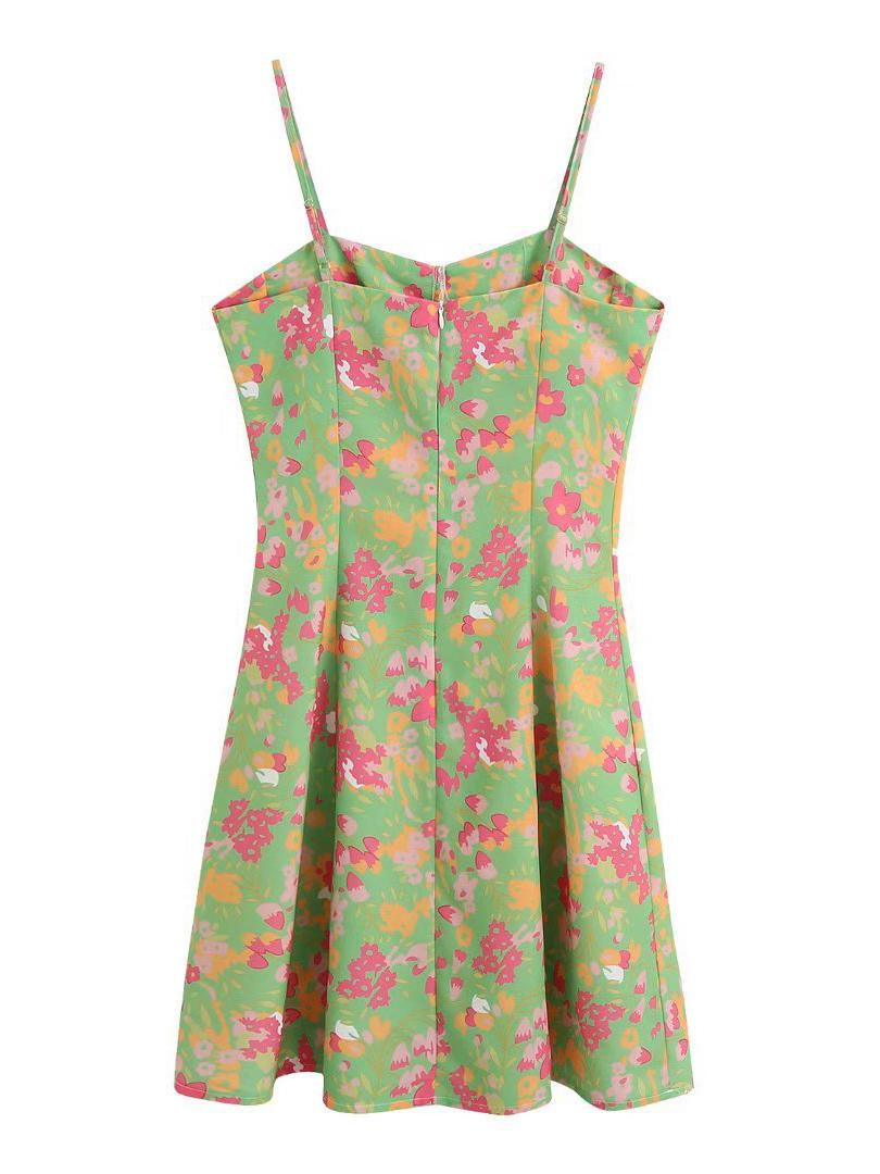 CM-D122450 Women Casual European Style Backless Sleeveless Short Dress - Green
