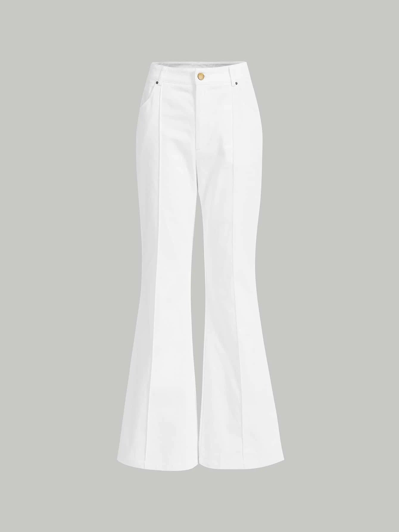 CM-BS476717 Women Elegant Seoul Style High Waist Flare Leg Pants - White