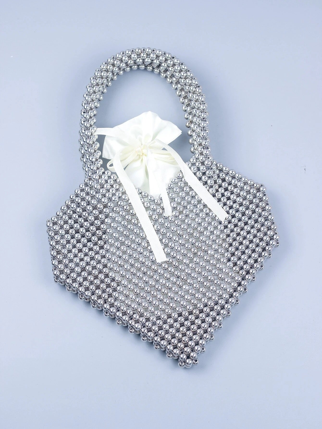 CM-BGS427627 Women Trendy Seoul Style Drawstring Detail Beaded Shoulder Bag