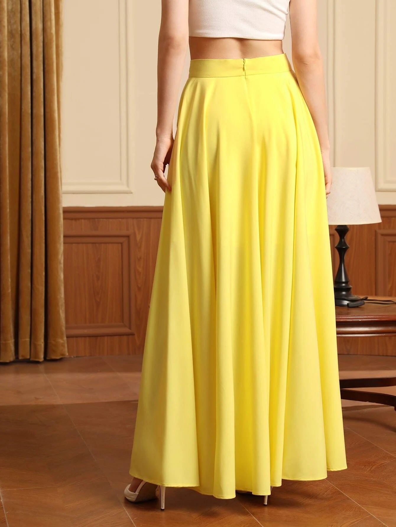 CM-BS964499 Women Trendy Bohemian Style High Waist Asymmetrical Hem Skirt - Yellow