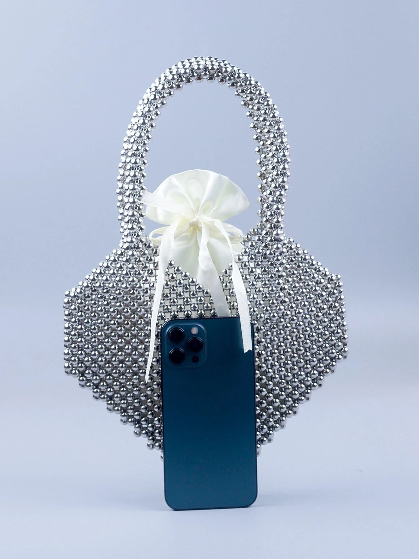 CM-BGS427627 Women Trendy Seoul Style Drawstring Detail Beaded Shoulder Bag