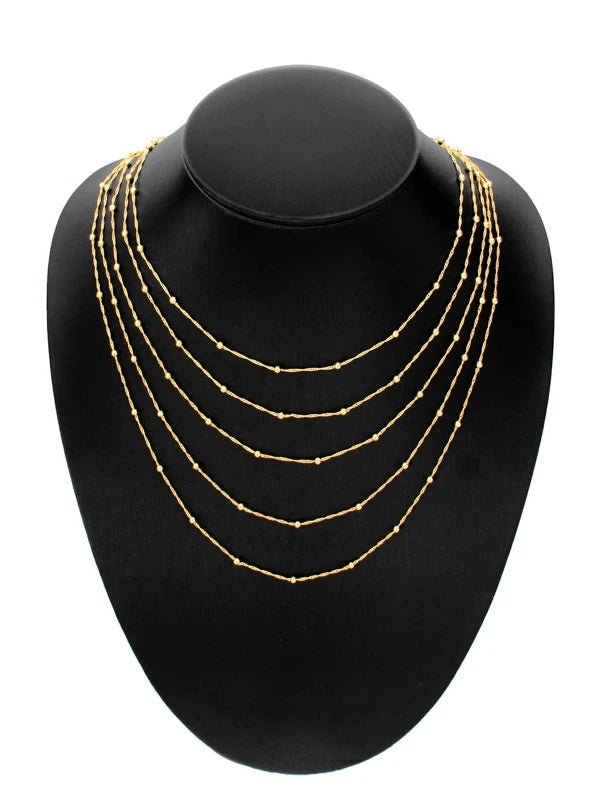 CM-AXS155796 Women Trendy Seoul Style Bead Decor Layered Necklace